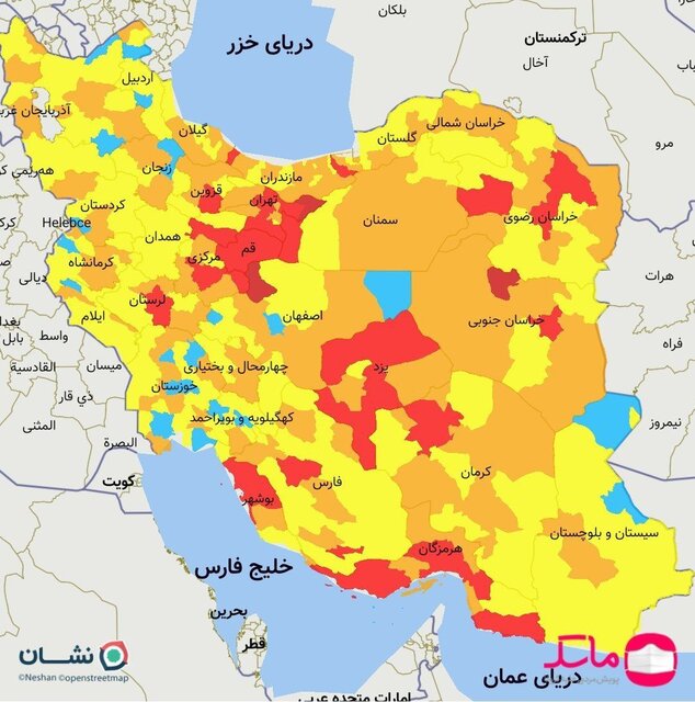 تهران دوباره قرمز شد/ افزایش شهرهای وضعیت قرمز و نارنجی کرونا در کشور